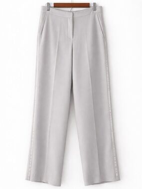 REISS Light Gray Trousers Satin Side Stripe Straight Leg Size 6